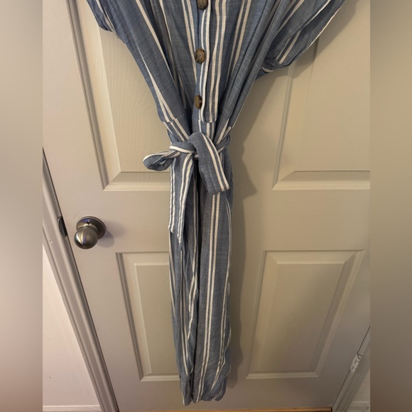 Abercrombie & Fitch Blue Striped Jumpsuit size L - Picture 4 of 12